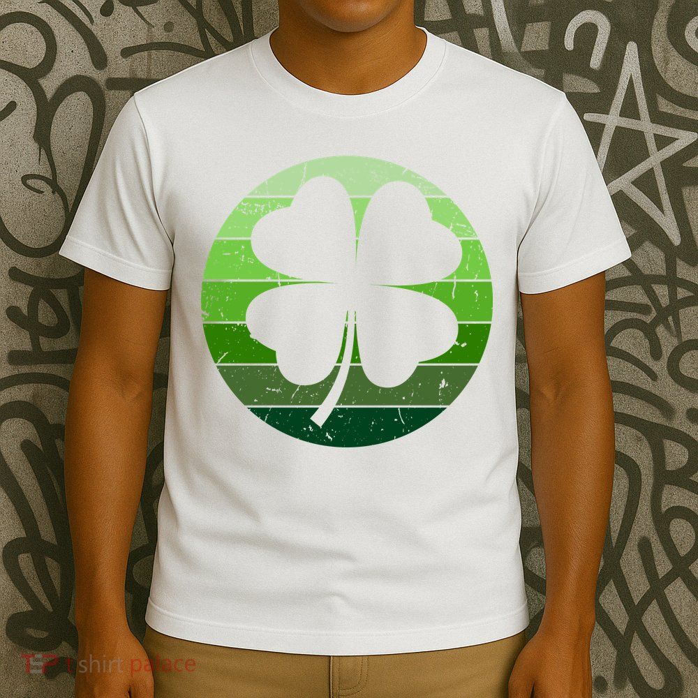 Shamrock Retro Sunset Lucky Leaf T-Shirt