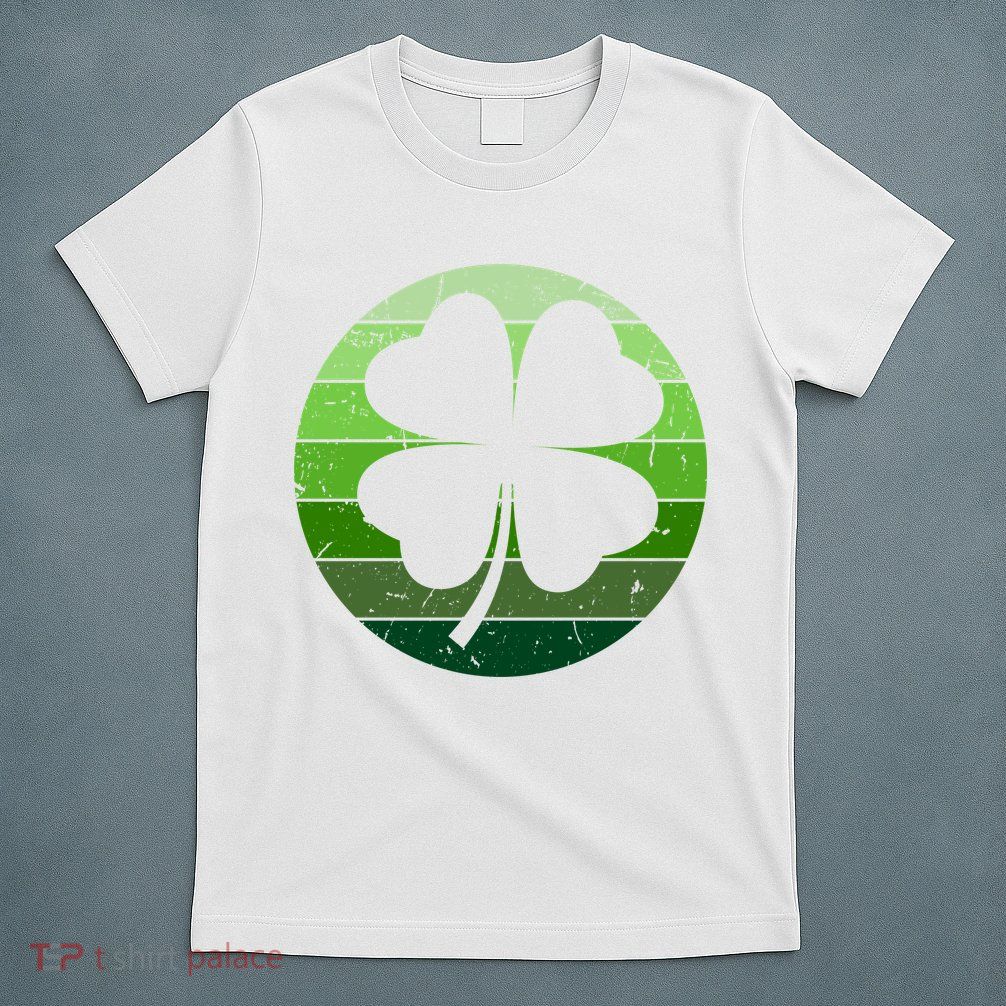 Shamrock Retro Sunset Lucky Leaf T-Shirt