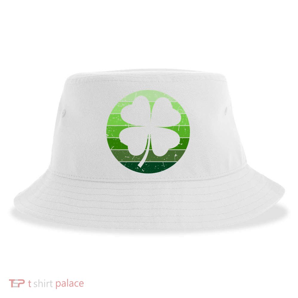 Shamrock Retro Sunset Lucky Leaf Sustainable Bucket Hat