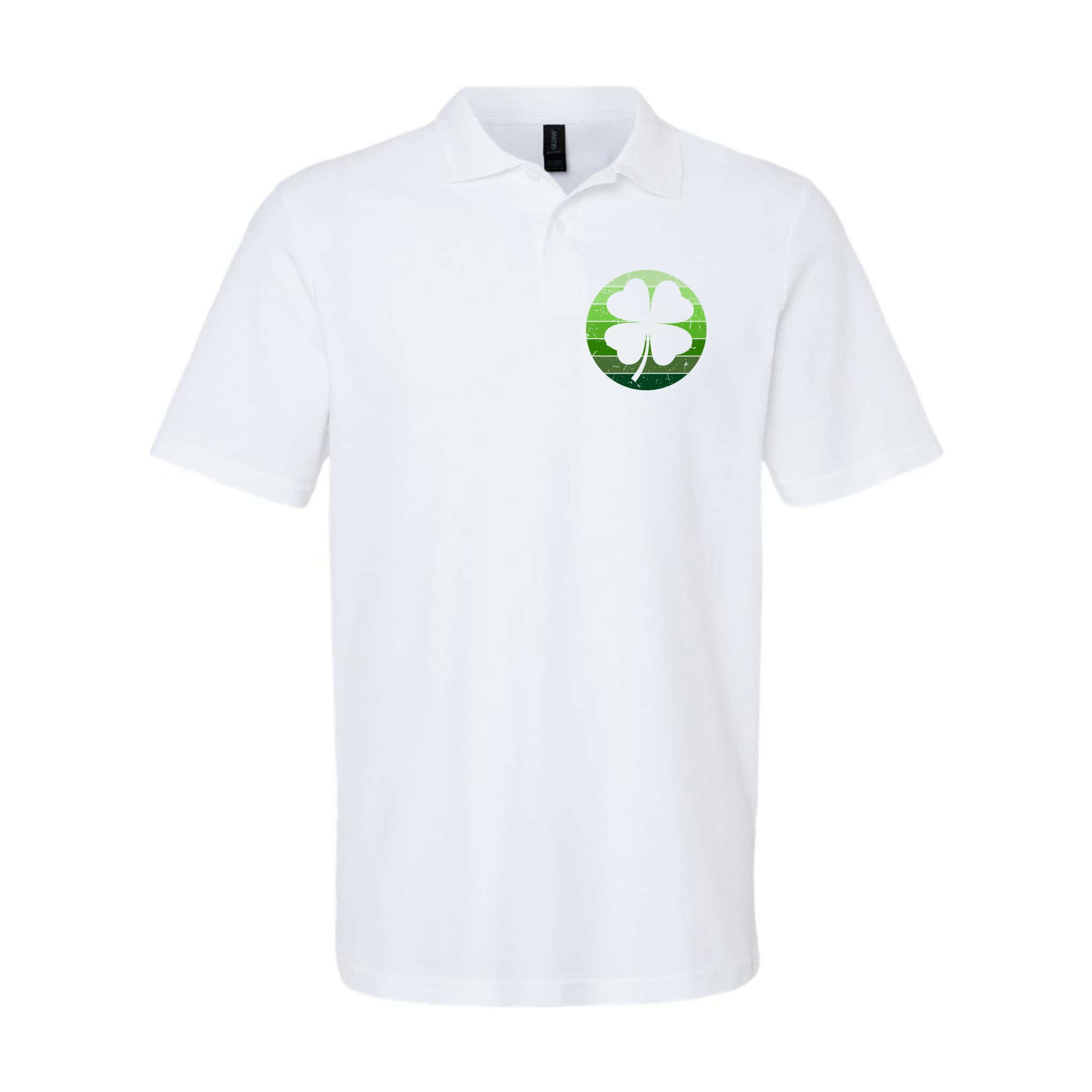 Shamrock Retro Sunset Lucky Leaf Polo