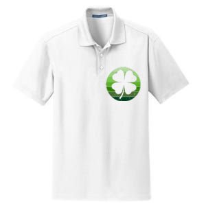 Shamrock Retro Sunset Lucky Leaf Dry Zone Grid Polo