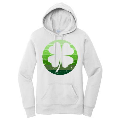 Shamrock Retro Sunset Lucky Leaf Women's Pullover Hoodie