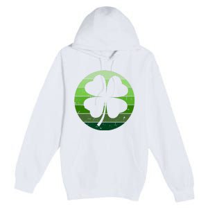 Shamrock Retro Sunset Lucky Leaf Premium Pullover Hoodie