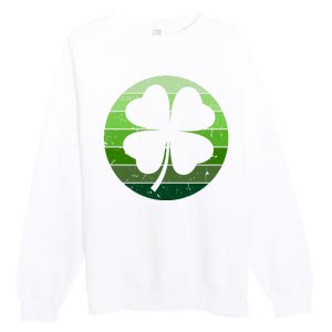 Shamrock Retro Sunset Lucky Leaf Premium Crewneck Sweatshirt