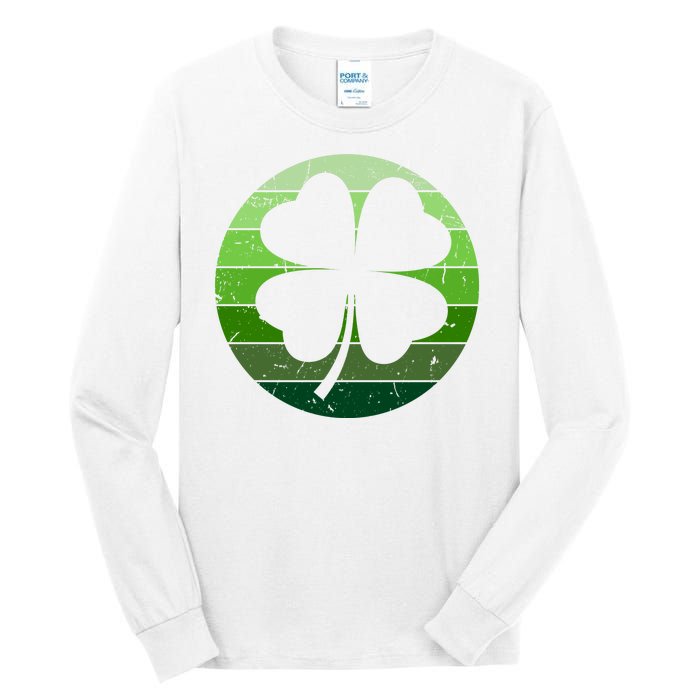 Shamrock Retro Sunset Lucky Leaf Tall Long Sleeve T-Shirt