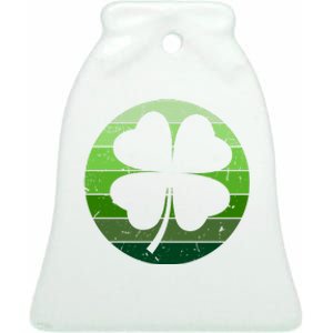 Shamrock Retro Sunset Lucky Leaf Ceramic Bell Ornament