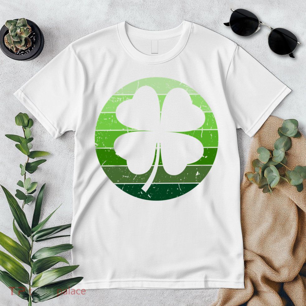Shamrock Retro Sunset Lucky Leaf Premium T-Shirt