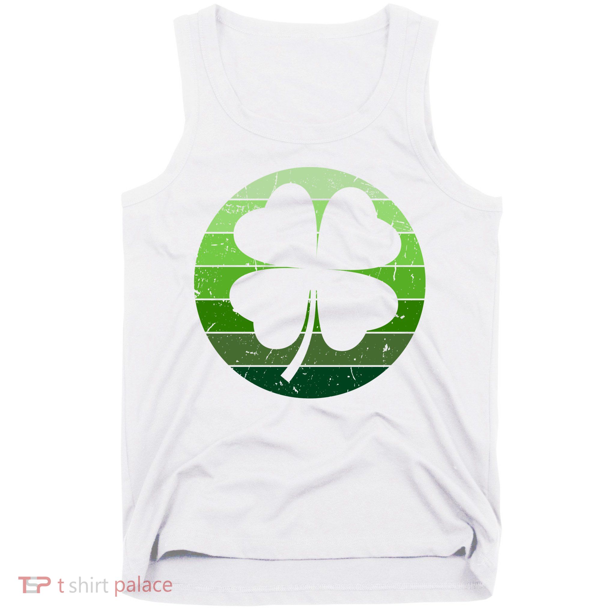 Shamrock Retro Sunset Lucky Leaf Tank Top