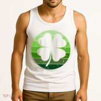 Shamrock Retro Sunset Lucky Leaf Tank Top