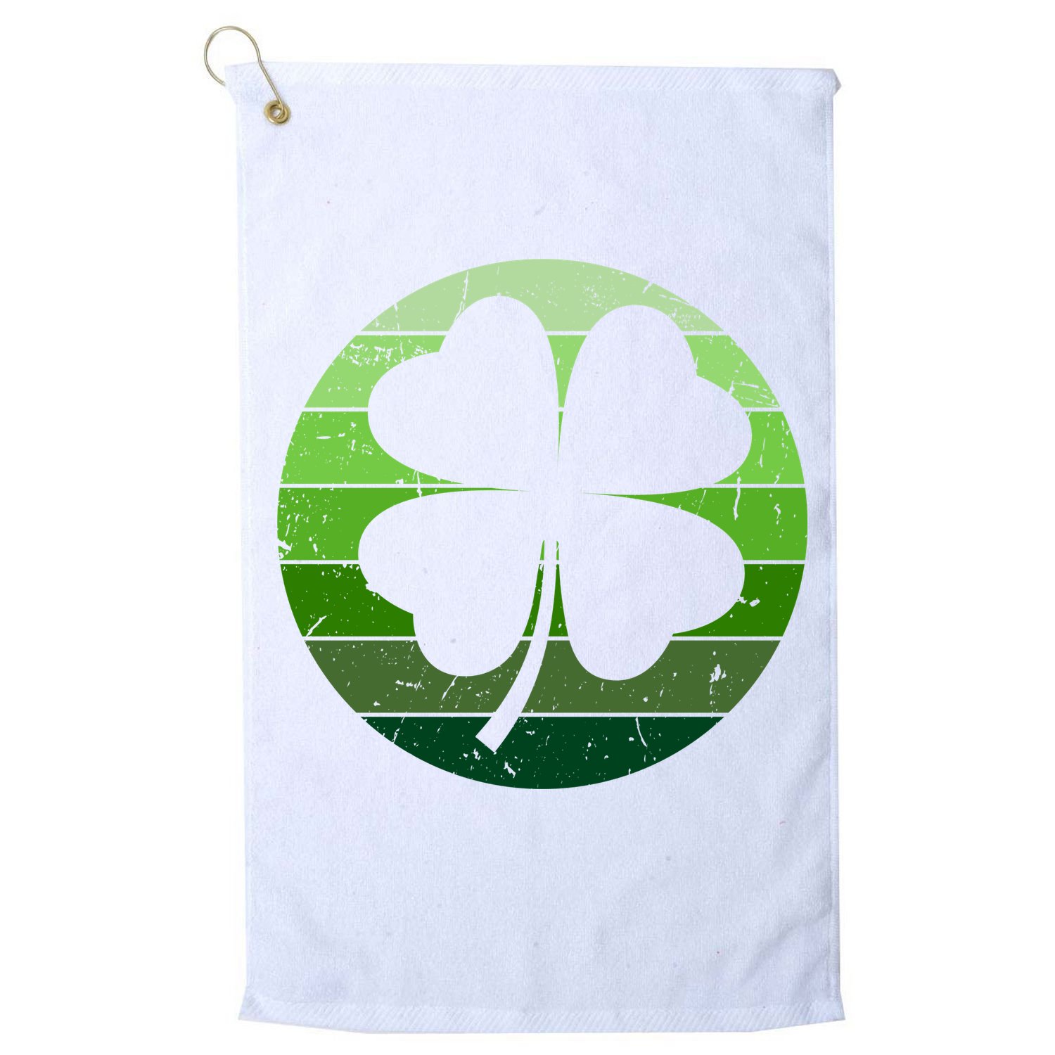 Shamrock Retro Sunset Lucky Leaf Golf Towel