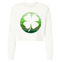 Shamrock Retro Sunset Lucky Leaf Cropped Pullover Crew