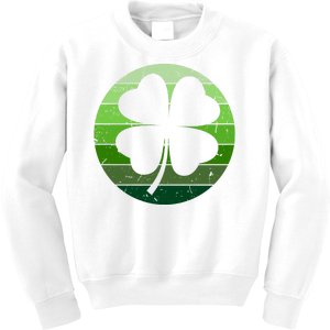 Shamrock Retro Sunset Lucky Leaf Kids Sweatshirt