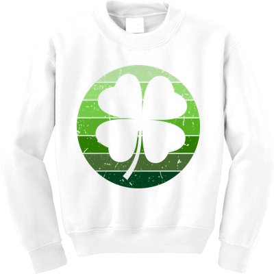 Shamrock Retro Sunset Lucky Leaf Kids Sweatshirt