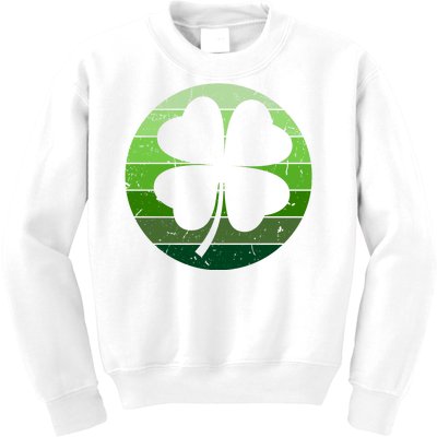 Shamrock Retro Sunset Lucky Leaf Kids Sweatshirt