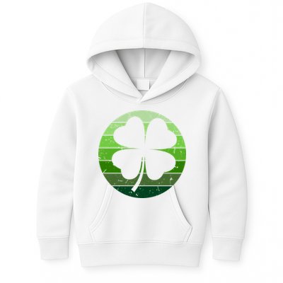Shamrock Retro Sunset Lucky Leaf Kids Hoodie