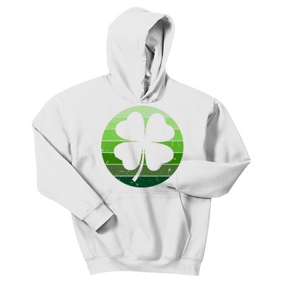 Shamrock Retro Sunset Lucky Leaf Kids Hoodie