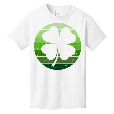 Shamrock Retro Sunset Lucky Leaf Kids T-Shirt