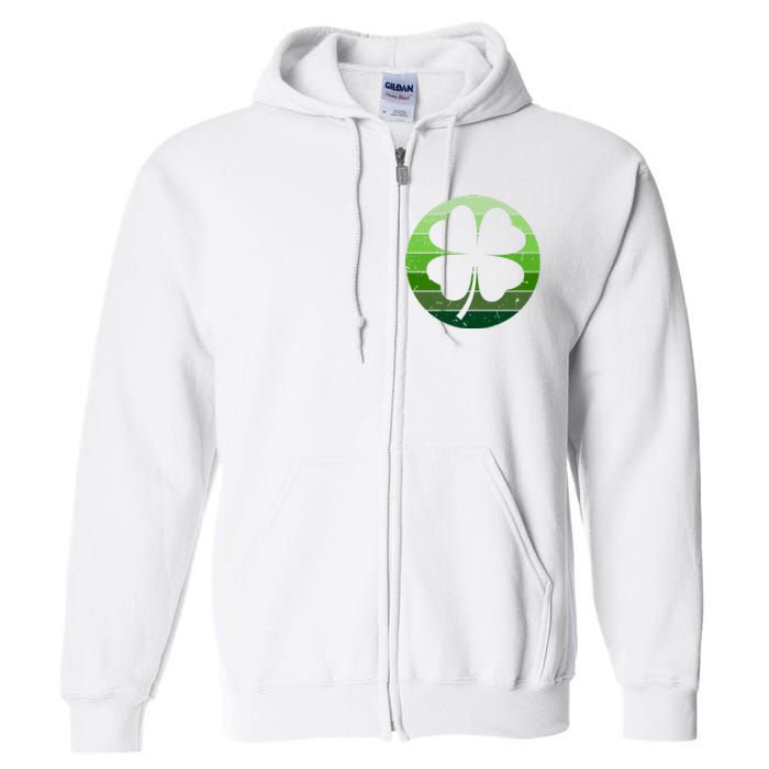 Shamrock Retro Sunset Lucky Leaf Full Zip Hoodie