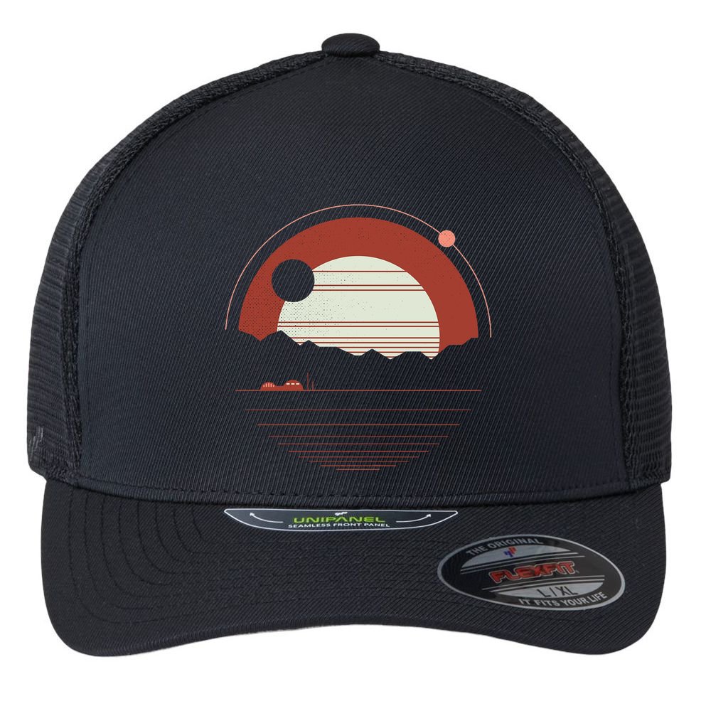 Solitude Red Sun Flexfit Unipanel Trucker Cap