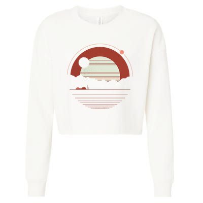 Solitude Red Sun Cropped Pullover Crew