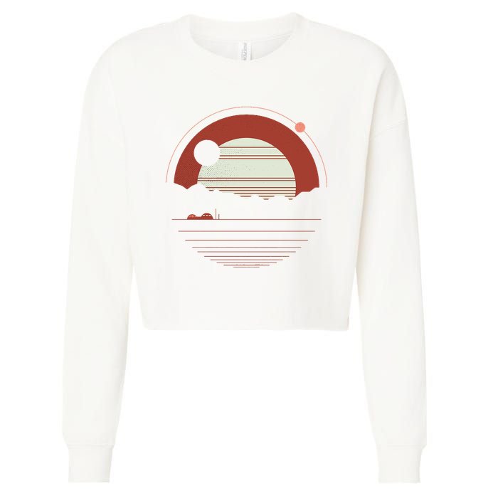 Solitude Red Sun Cropped Pullover Crew