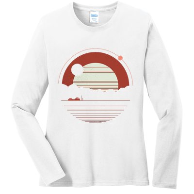 Solitude Red Sun Ladies Long Sleeve Shirt