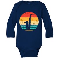 Saxophone Retro Style Vintage Baby Long Sleeve Bodysuit