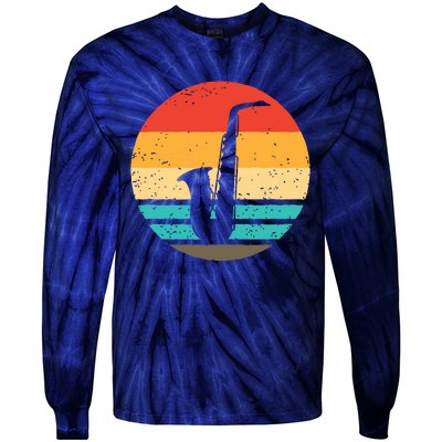 Saxophone Retro Style Vintage Tie-Dye Long Sleeve Shirt