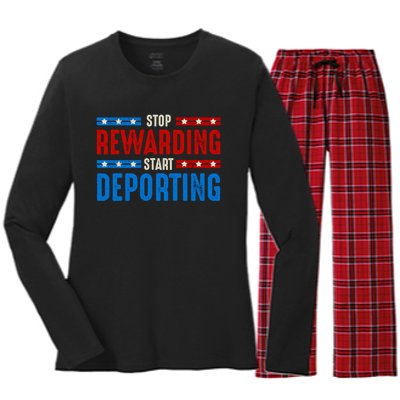 Stop Rewarding Start Deporting Women's Long Sleeve Flannel Pajama Set 