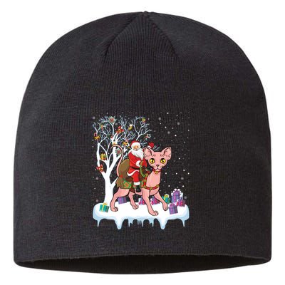Santa Riding Sphynx Cat Christmas Sphynx Cat Lover Xmas Gift Sustainable Beanie