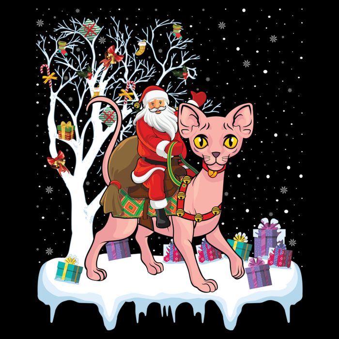 Santa Riding Sphynx Cat Christmas Sphynx Cat Lover Xmas Gift 16 in Basic Backpack