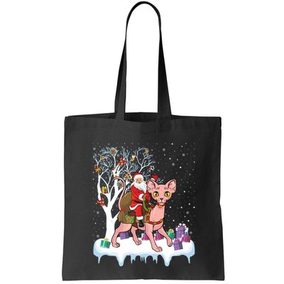 Santa Riding Sphynx Cat Christmas Sphynx Cat Lover Xmas Gift Bag