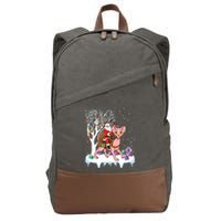 Santa Riding Sphynx Cat Christmas Sphynx Cat Lover Xmas Gift Cotton Canvas Backpack