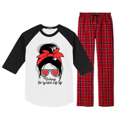 S Rocking Spoiled Wife Life Messy Bun Spoiled Wife Gift Raglan Sleeve Pajama Set