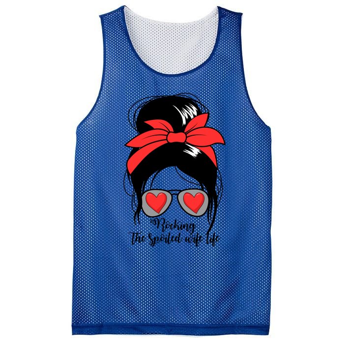 S Rocking Spoiled Wife Life Messy Bun Spoiled Wife Gift Mesh Reversible Basketball Jersey Tank