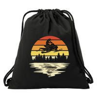 Snowmobile Retro Sunset Snowmobiling Lovers Snowcross Drawstring Bag
