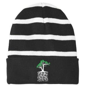 Square Root Striped Beanie with Solid Band