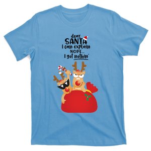 Santas Reindeer Stealing Funny Gift Snowflake Christmas Xmas Gift T-Shirt