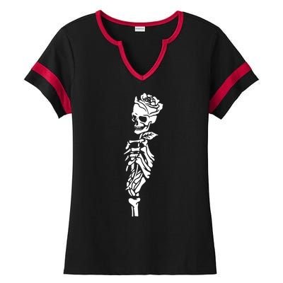 Skull Rose Ladies Halftime Notch Neck Tee