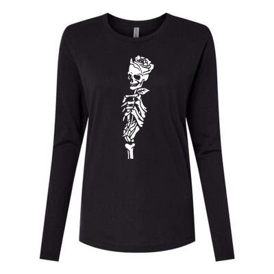 Skull Rose Womens Cotton Relaxed Long Sleeve T-Shirt