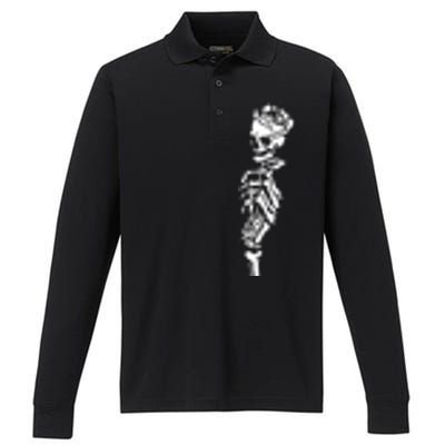 Skull Rose Performance Long Sleeve Polo