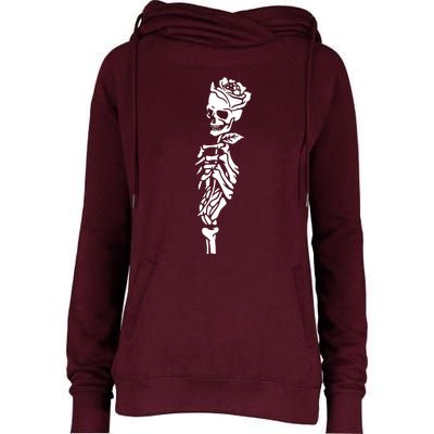 Skull Rose Womens Funnel Neck Pullover Hood