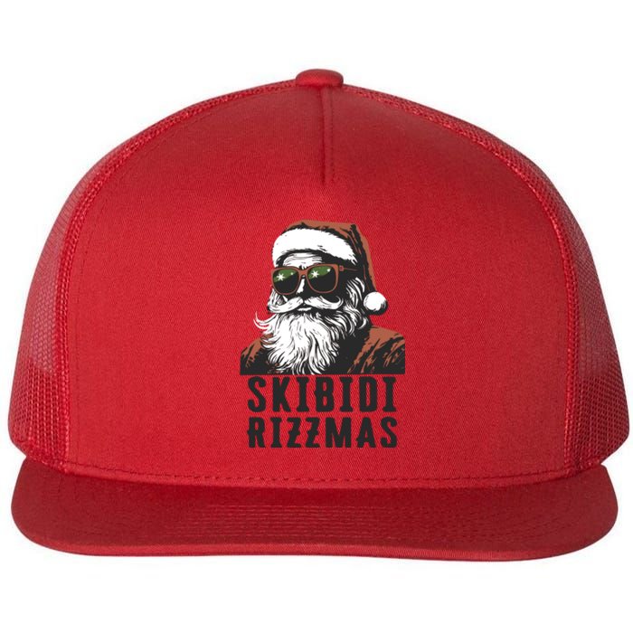 Skbidi Rizzmas Santa Claus Xmas Christmas Holiday Flat Bill Trucker Hat