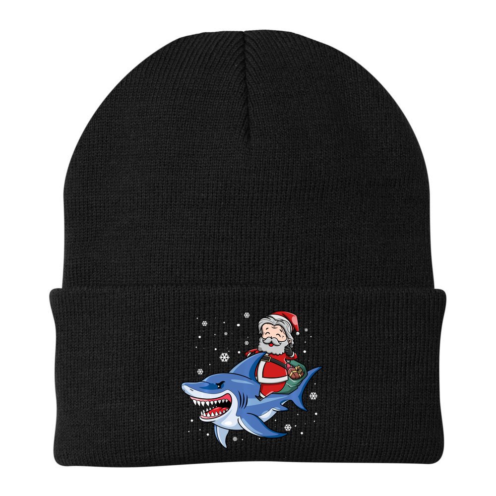 Santa Riding Shark Christmas Pajamas Beanie