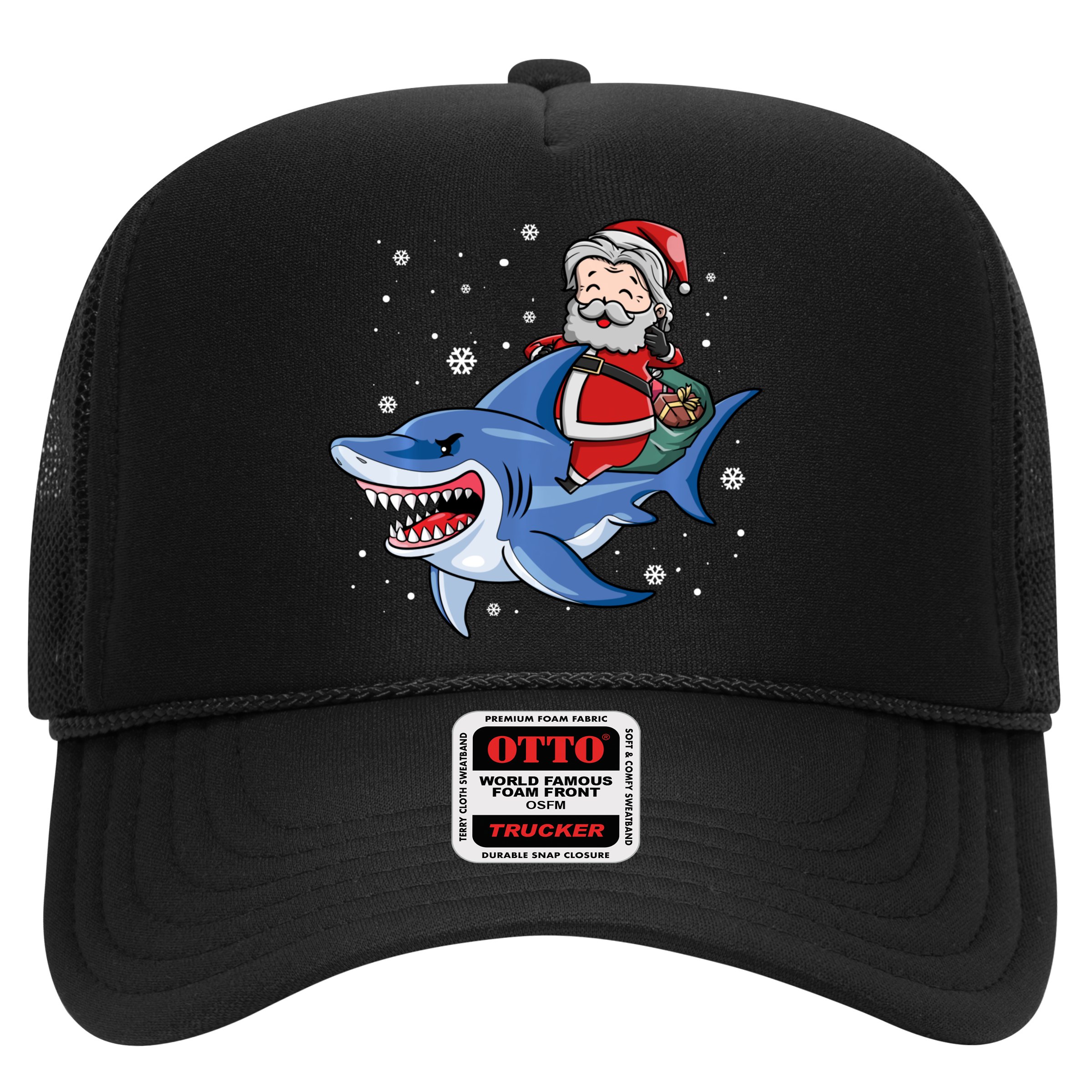Santa Riding Shark Christmas Pajamas Hat