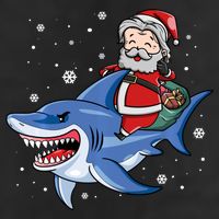 Santa Riding Shark Christmas Pajamas Hat