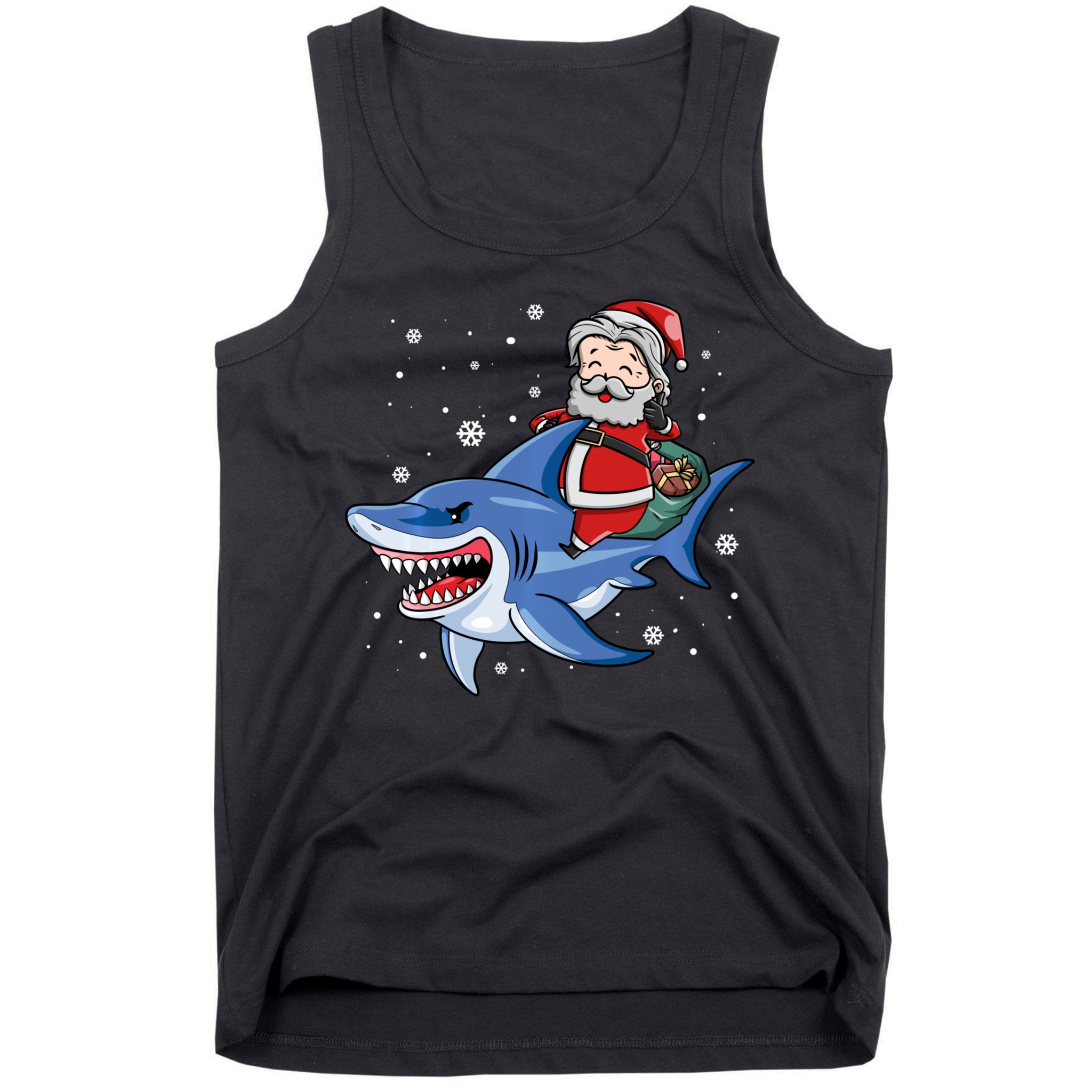 Santa Riding Shark Christmas Pajamas Tank Top