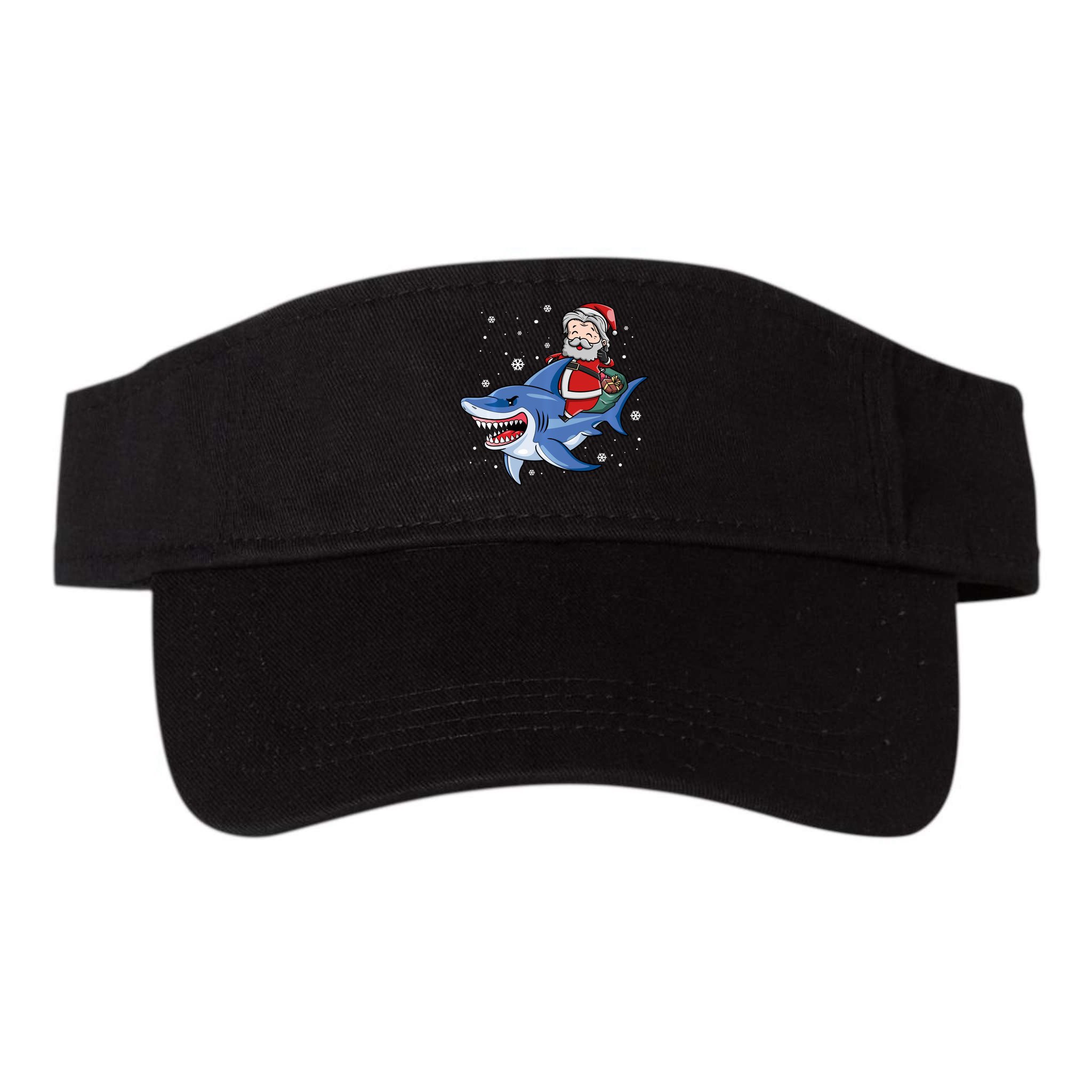Santa Riding Shark Christmas Pajamas Visor