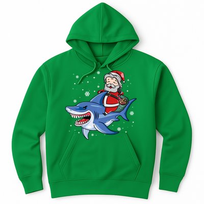 Santa Riding Shark Christmas Pajamas Hoodie
