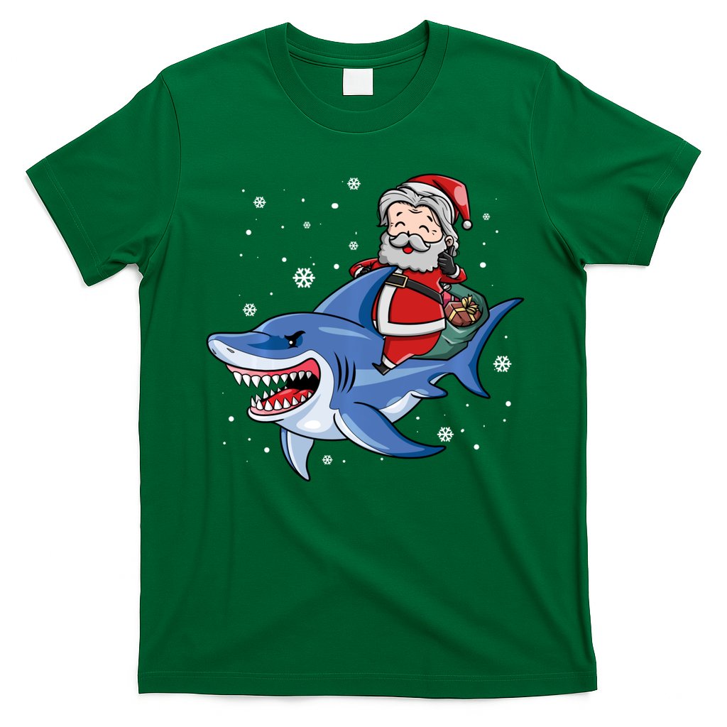 Santa Riding Shark Christmas Pajamas T-Shirt
